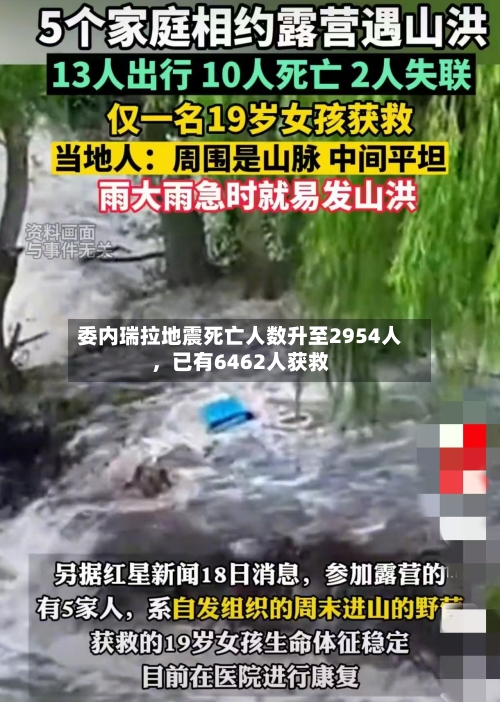 委内瑞拉地震死亡人数升至2954人,已有6462人获救