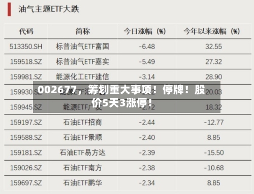 002677,筹划重大事项!停牌!股价5天3涨停!